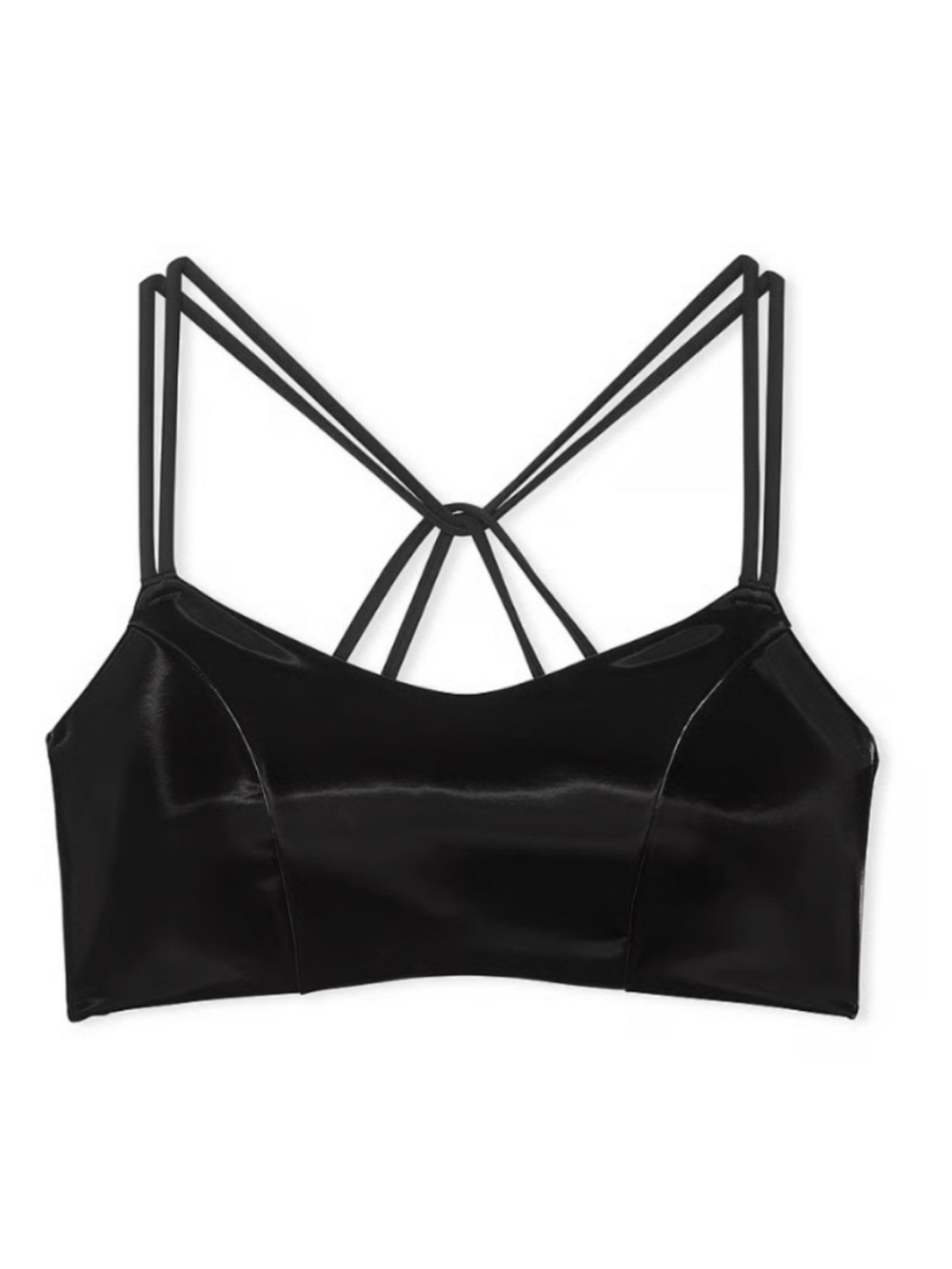 Victoria's Secret Black Satin Strappy Bralette with Knot Back